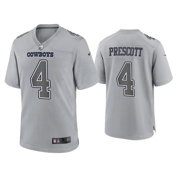Men's Dallas Cowboys #4 Dak Prescott Gray Atmosphere Fashion Stitched Game Jersey